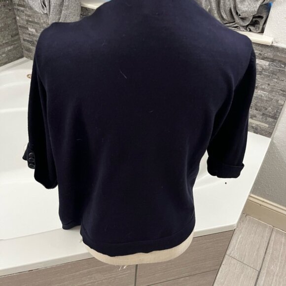 89th & Madison Navy Blue Shrug Sweater with Shawl Collar - Picture 3 of 6